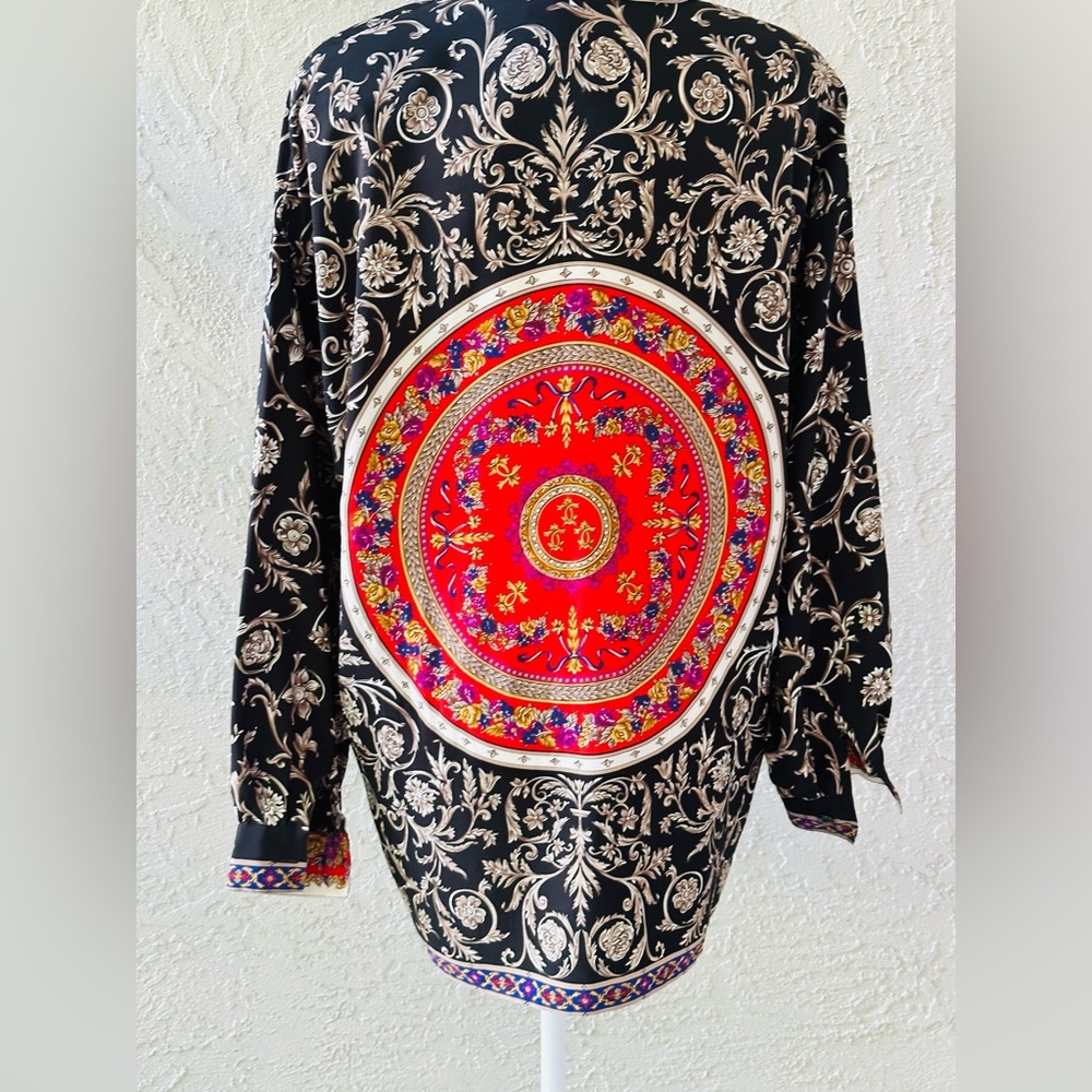 Liz Claiborne abstract artsy boho black red Y2K tunic 90’s top plus  size medium